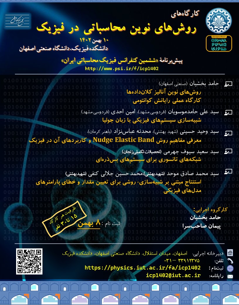 کارگاه های ششمین کنفرانس فیزیک محاسباتی ایران ۱۴۰۲